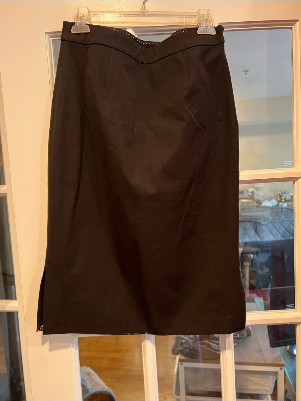 Anthropologie Black Tailored Pencil Skirt with V-Waist